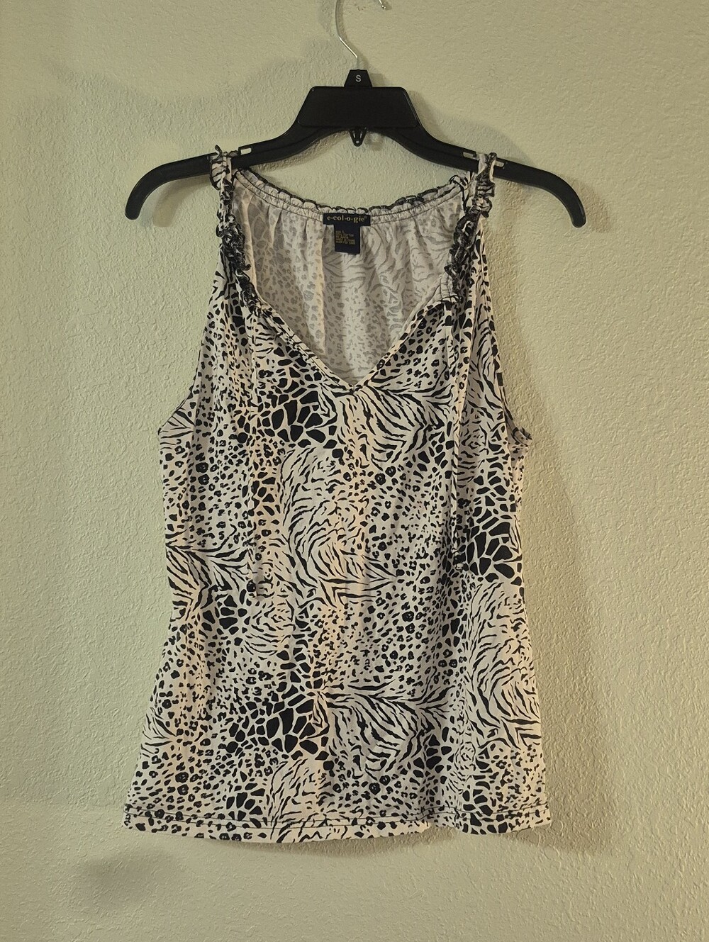 Animal Print V-Neck Camisole - Black & Cream